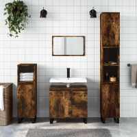 vidaXL Armario de baño madera contrachapada 65x33x60 cm en color Roble Sonoma/Madera antigua/Blanco y más | almacenamiento funcional diseño moderno para baño dormitorio sala - details 3