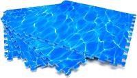 Alfombra Puzzle Goma Eva 4 Piezas 60x60 cm - Imitación Piscina, Antideslizante y Acolchada, para Gimnasio/Yoga/Gateo Bebés/Jardín, Protector Suelo contra Arañazos, Fácil Montaje y Limpieza - details 0
