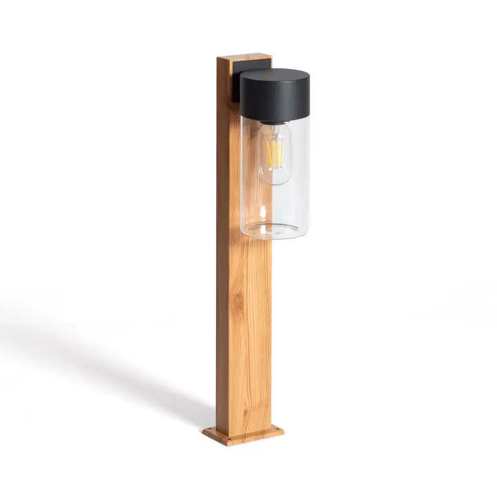 Ledkia Baliza Exterior Superficie Pie 50cm Acero Inoxidable y Cristal Isoba Negro - 1