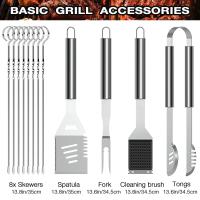 Set de cubiertos para barbacoa - fabricados en hierro de alta calidad, fácil limpieza, resistente a la corrosión y durabilidad, incluye espátula, pincel de silicona, pinzas, cuchillo y tenedor - details 1