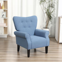 HOMCOM Butaca de Salón Tapizada en Tela Sillón Relax con Reposabrazos Asiento Acolchado y Patas de Madera Estilo Moderno para Dormitorio 78x74x97 cm Azul - details 6