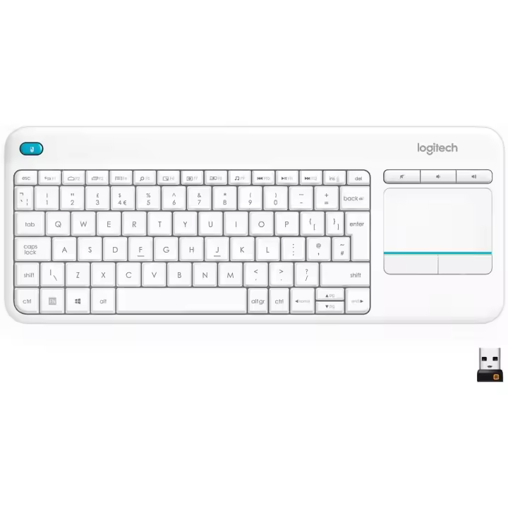Teclado Táctil Inalámbrico Logitech K400 Plus para TV con Control Multimedia y Panel Táctil - Blanco - 1