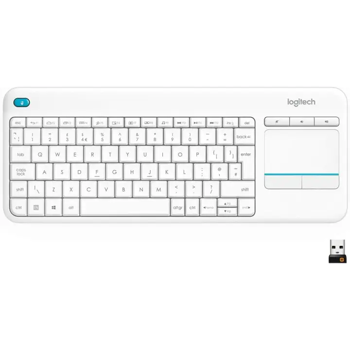 Teclado Táctil Inalámbrico Logitech K400 Plus para TV con Control Multimedia y Panel Táctil - Blanco - 1