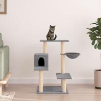 vidaXL Rascador para Gatos con Postes Árbol Torre de Escalada Sisal Color Crema,  Gris claro,  Gris oscuro y mas - details 1