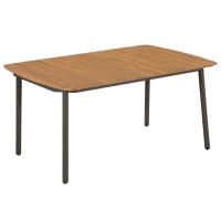 vidaXL Mesa de jardín madera maciza de acacia y acero en dimensiones 80 x 80 x 72 cm/150 x 90 x 72 cm | estructura resistente ideal para salón dormitorio o estudio - details 1