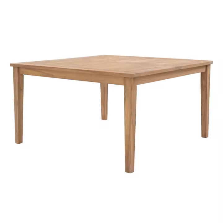 Vente-unique - Mesa de comedor de jardín cuadrada de teca de 144 cm - Natural claro - ALLENDE - 1