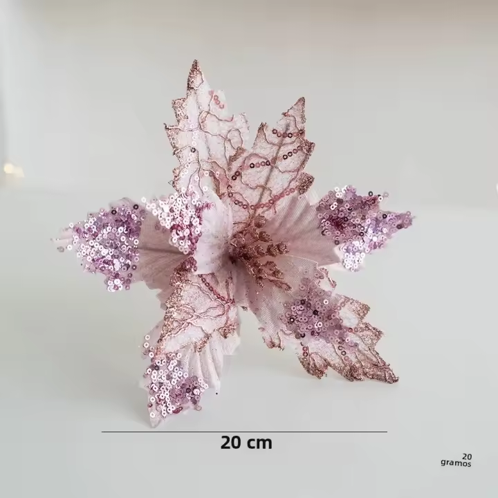  Flores Artificiales De Navidad Con Brillo Decoración Colgante Para Árbol De Navidad Regalo De Año Nuevo Adornos De Casa - 1