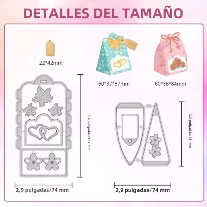 2pc 3D Diseños De Caja Para Regalos Y Bolsas De Regalo En Acero Carbono Herramientas De Corte Para La Creación De Tarjetas Y DIY - 1