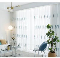 Cortina De Tules Bordadas 1PC Para Sala De Estar Y Dormitorio Con Diseño De Árboles Doble Hoja Translúcida Azul Y Blanco Para Ventana De Bahía - details 0