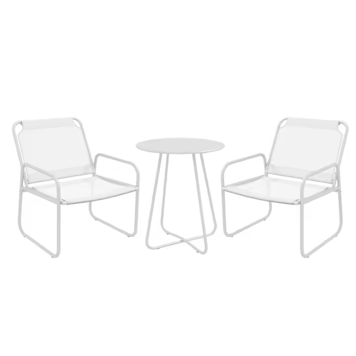 Outsunny Conjunto de Muebles de Jardín Juego de 1 Mesa Redonda y 2 Sillas de Terraza con Marco de Acero Reposabrazos y Almohadillas Ajustables para los Pies para Balcón Patio - 1