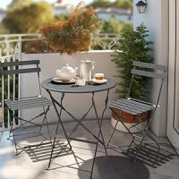 ORION91 Set Plegable Balcón 1 Mesa Cuadrada (71x70x70 cm) + 2 Sillas (81x42x41 cm) Estructura Acero Color Rojo Jardín Exterior - SpazioLuzio - details 1