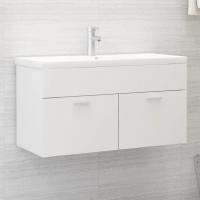 vidaXL Armario para lavabo madera contrachapada 90x38,5x46 cm en color Negro/Blanco y roble sonoma/Gris hormigón y más | almacenamiento funcional diseño moderno para baño dormitorio sala - details 6