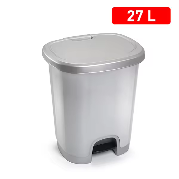 CUBO PEDAL 27 LITROS PLATA PLASTIC FORTE - 38 x 32 x 45 cm. - 1