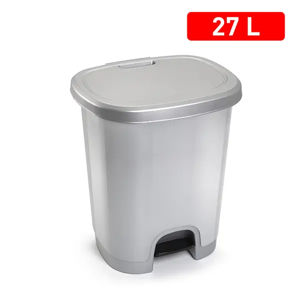 CUBO PEDAL 27 LITROS PLATA PLASTIC FORTE - 38 x 32 x 45 cm. - 1