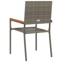 Sillas apilables de jardín vidaXL con cojines 2 pcs Gris Ratán Poliéster - details 5
