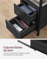 Mesa auxiliar multifuncional con multienchufe, diseño compacto con 2 cajones, ideal como mesita de noche, almacenamiento adicional para salón y dormitorio, disponible en gris ahumado o marrón rústico - details 11
