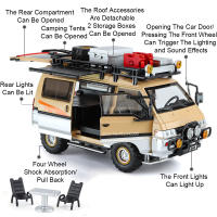Modelo De Coche Mitsubishi Delica 1:24 RV De Camping Con Luz Y Música Vehículo Off-Road a Escala Puertas Abiertas Regalo De Navidad Para Niños Mayores De 14 Años Metal - details 5