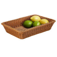 Cesta De Almacenamiento De Rattan Tejida a Mano Rectangular Tenedor De Paja Para Picnic Cesta De Pan Comida Fruta Pasteles Plato Caja De Sundries Organizador De Cocina - details 6