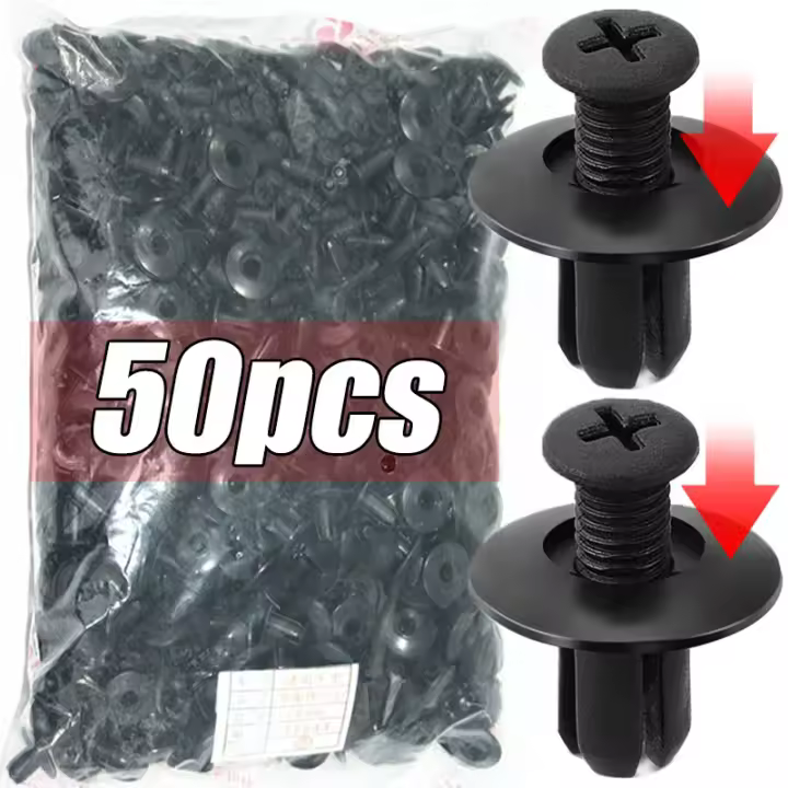 Clavos De Plástico Para Coche 8mm Universal Para Parachoques Y Guardabarros Negros 300/50pcs Accesorios De Automóvil Clips De Empuñadura - 1