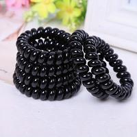 5pcs/Set Almohadillas De Cabello Elásticas En Color Negro Básico Para Mujeres Y Niñas Accesorios De Cabello Espiral Teléfono Cord Scrunchies Ponytail Holder - details 1
