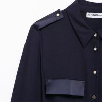 Vestido Midi De Estilo Camisa Para Mujer Con Cinturón Y Splicing Temperamento Traje De Trabajo Longitud Media Elegante Invierno 2024 - details 6