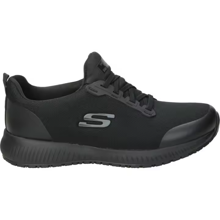 SKECHERS | Zapatilla de Trabajo Skechers Squad SR para Mujer – Zapato de Trabajo Cómodo en Color Negro – Sneaker de Trabajo con Cierre de Gomas – Cómodo – Fácil de Poner y Quitar – Alta Calidad – Perfecto para estar de Pie - Modelo 77222EC-BLK - 1