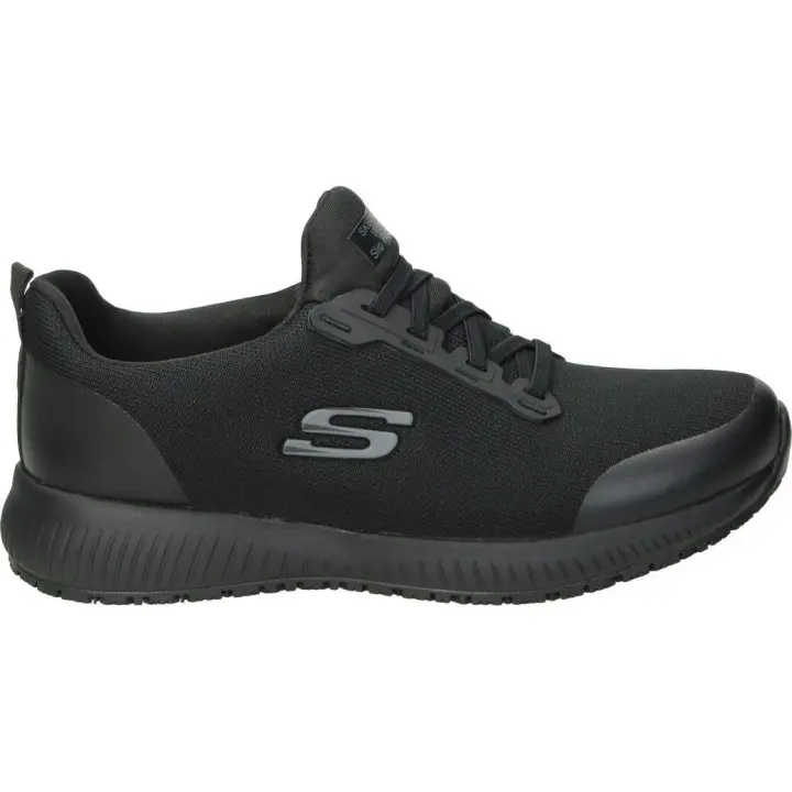 SKECHERS | Zapatilla de Trabajo Skechers Squad SR para Mujer – Zapato de Trabajo Cómodo en Color Negro – Sneaker de Trabajo con Cierre de Gomas – Cómodo – Fácil de Poner y Quitar – Alta Calidad – Perfecto para estar de Pie - Modelo 77222EC-BLK - 1