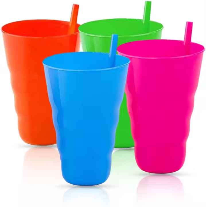 Juego de Vagos de plástico con pajitas para Bebidas infantiles (4 Unidades) [Surtidos] - 1