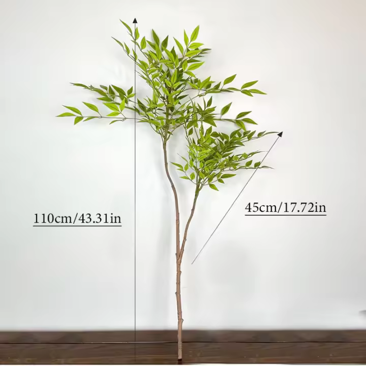 Planta Artificial De Bambú Grande 110cm Con Dos Cucharas Falsa Nandina Hojas Verdes Para Decoración De Jardín Y Hogar Material Plástico - 1