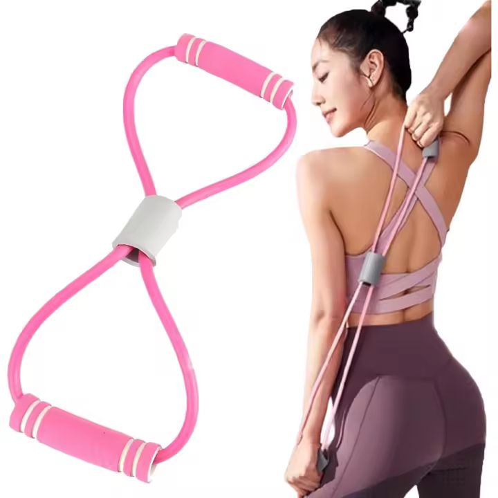 Banda de resistencia Saludea, banda de resistencia en forma de 8 con asas, banda elástica para ejercicios de brazos, espalda y hombros, ideal para entrenamientos de cuerpo completo, entrenamiento de fuerza, estiramiento y flexibilidad. - 1