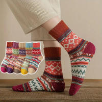 5 Pares De Calcetines De Punto Geométrico Para Mujer Diseño Retro De Bloques De Colores Calcetines Casuales De Otoño E Invierno Cómodos Y Suaves - details 2