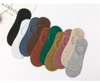 Calcetines Cortos Transpirables Para Mujer Color Sólido Con Banda Estampada Japonesa Y Antideslizante De Silicona Calcetines Invisibles De Algodón - details 3