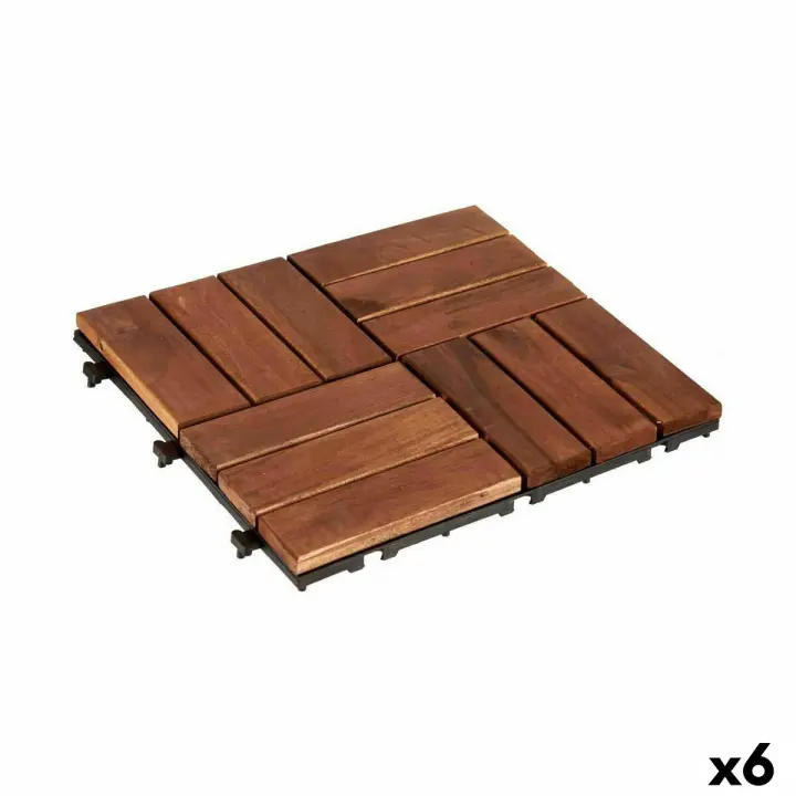 Baldosa Encajable Ibergarden A12P3030TDC-3A Marrón Polietileno Acacia 30 x 2,8 x 30 cm (6 Unidades) - 1