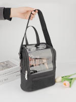 Bolso Portátil De PVC Para Maquillaje Gran Capacidad Transparente Semi-Transparente Estilo Exterior Organizador Diagonal Negro - details 1