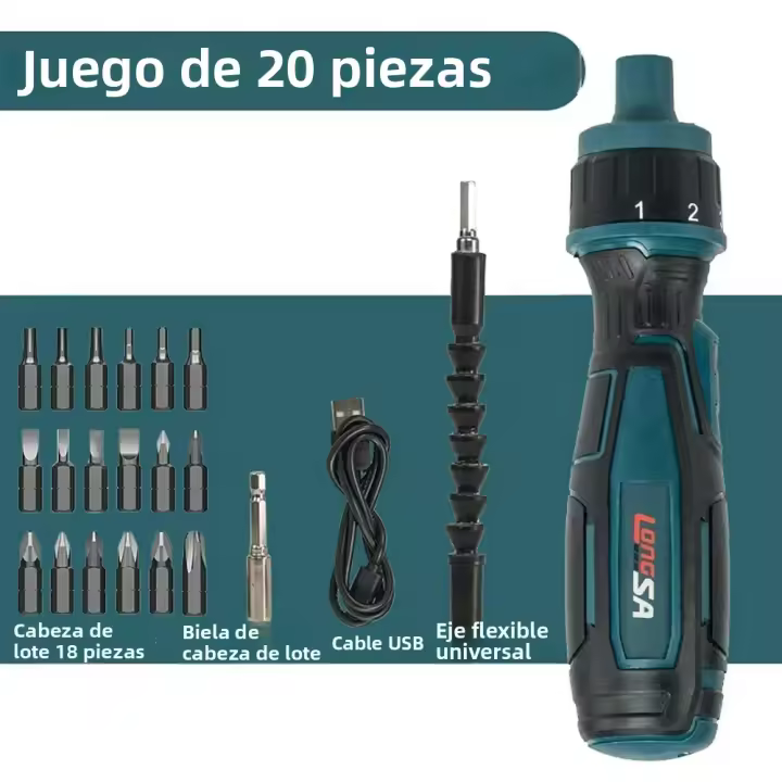 Destornillador Eléctrico Manual De Gran Torque 0.15-7 Nm Herramienta Eléctrica Mini Perforadora Con Mango Recto Y Set De Destornilladores Ratchets - 1