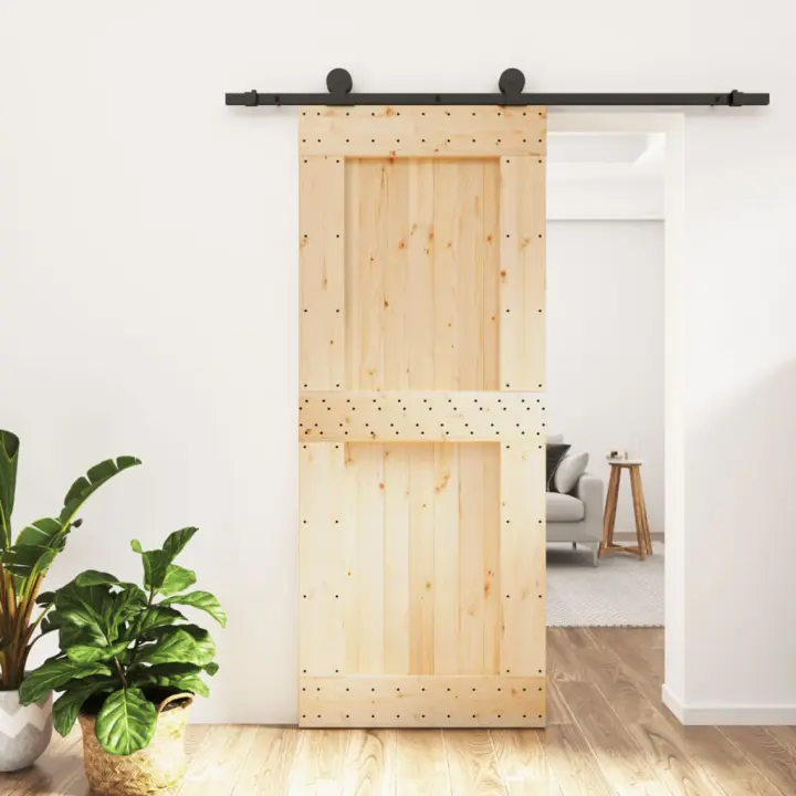 vidaXL Puerta corredera con herrajes madera maciza de pino 85x210 cm - 1