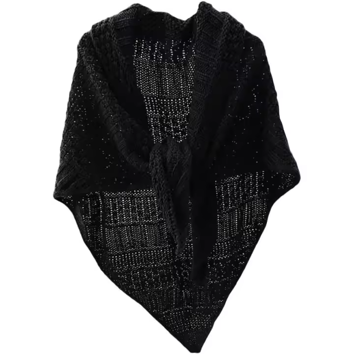 Capa tipo chal y bufanda triangular para mujer, decoración cálida de punto - 1