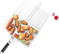 Cesta De Asado Plegable Portátil En Acero Inoxidable Con Mango Para Pescado Verduras Camarones Accesorios De Cocina Al BBQ - details 1