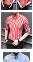 Camisa Para Hombre 2023 Moda Coreana Ajustada Media Manga Casual Talla Grande Negocios Formales Chemise Homme 5XL Cierre Único Estilo Clásico - details 6