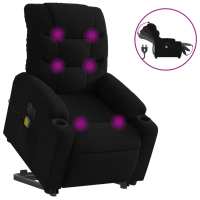 vidaXL Sillón de masaje eléctrico reclinable elevable tela Gris claro, Gris oscuro, Negro Sillon Dormitorio Sillon Comodos Silla Relax Sillón Sofá - details 3