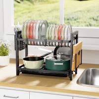 Estante de Dish Escurreplatos Acero Inoxidable Cocina (43.5 * 24.5 * 34.5), Primer Piso Escurridor de Platos para Fregadero, Escurre Platos Armarios, Escurreplatos Negro - details 2