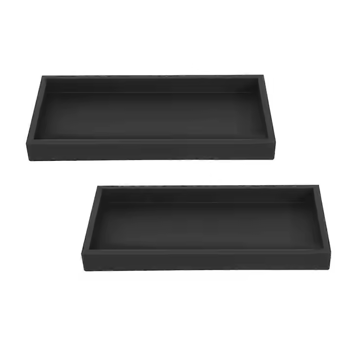 Set of 2 Bathroom Trays, Decorative Tray, Black Silicone Storage Tray, Small Tray for Washbasin, Ba - 1