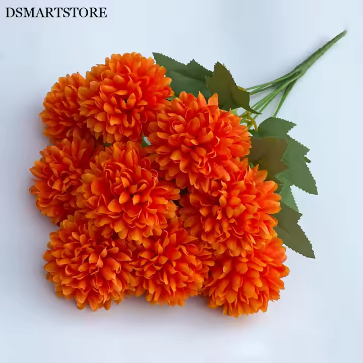 Bola De Flores Artificiales Con 9 Cabezas Chrysanthemum Y Hydrangea Decoración Para El Hogar Y Boda DIY Arreglo De Plantas Verdes - 1