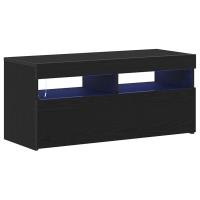 Mueble para TV vidaXL con luces LED, negro y de roble, mide 90x35x40 cm y está hecho de madera elaborada - details 3