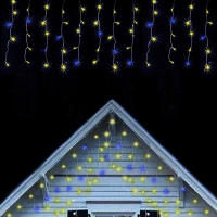 Luces De Hielo LED Para Exterior 6M/12M Guirnalda De Navidad Para Fiesta De Año Nuevo Boda Jardín Patio Decoración Color Azul Y Blanco Calido - details 1