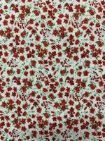 Tejidos Ortuño-  Tela flores rojas para patchwork, liberty, prendas infantiles, decoración hogar ,manualidades, complementos,1m x Ancho 150cm - details 1