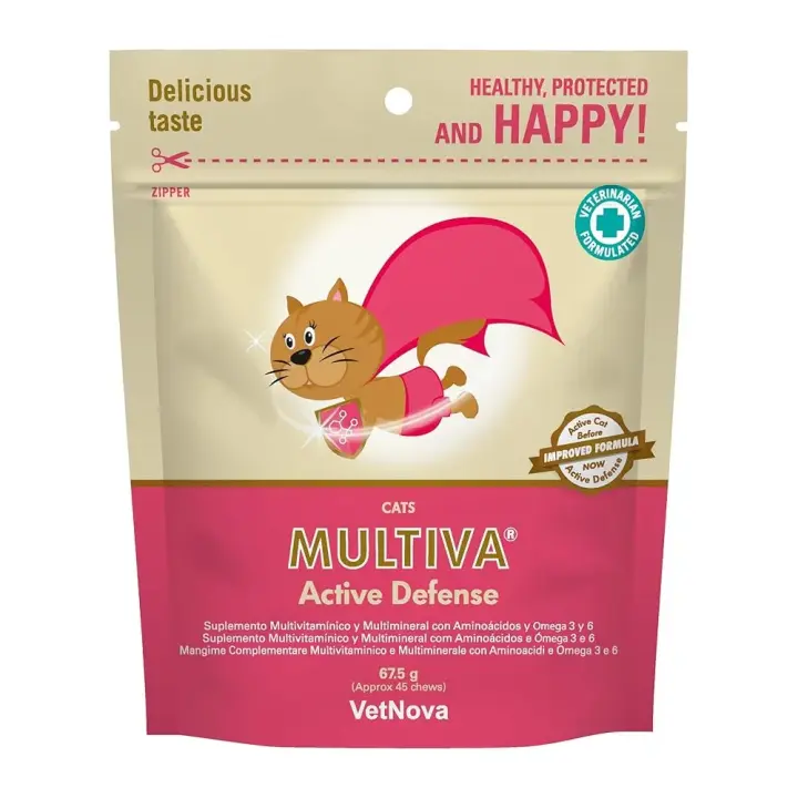 MULTIVA® Active Defense Cats 45 chews suplemento multivitamínico y multimineral Vetnova - 1
