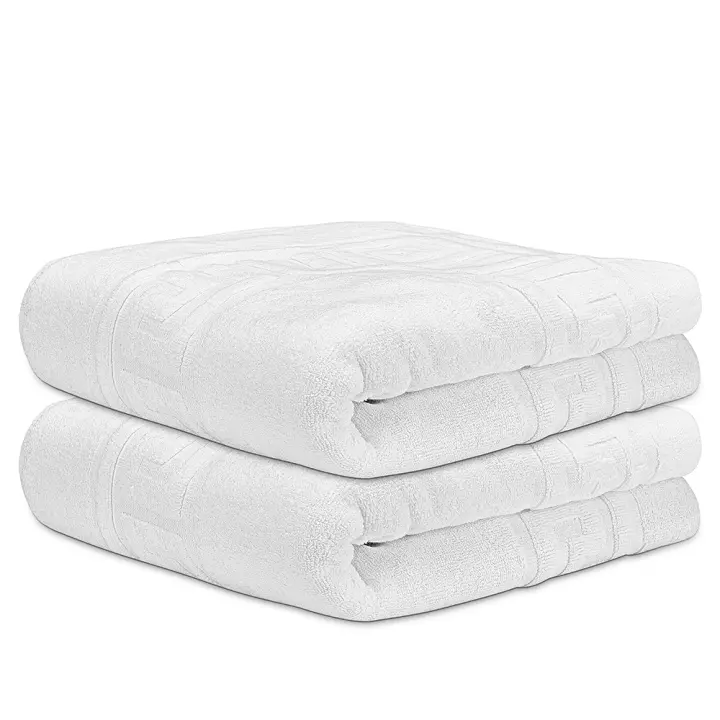 Toallas Lavabo Blancas - 50x90cm - 500 GSM 100% Algodón Premium - Greca Romana - Juego de 2, 4, 6 o 12 Toallas - Toallas Baño - Toallas Manos - Calidad Hotel - Larga Duración - Absorbentes y Suaves - - 1