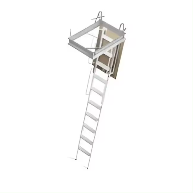 Escalera de acero plegable retractil en cuatro piezas Paso Lado 70 cm | Medidas 70X100 cm | Alto 300 cm - 1