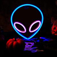1PC Luz Neón De Alienígena Para Decoración De Habitación Con Interruptor De Encendido Y Apagado Poder USB O Batería Luz Nocturna Aesthetic Para Juego Y Espacio - details 0